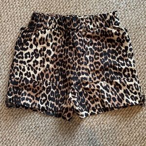 Ganni Leopard Silk shorts